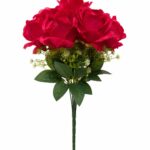 artificial red rose bouquet with baby’s breath filler