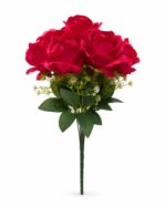 artificial red rose bouquet with baby’s breath filler