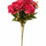 artificial vintage red rose bouquet with greenery