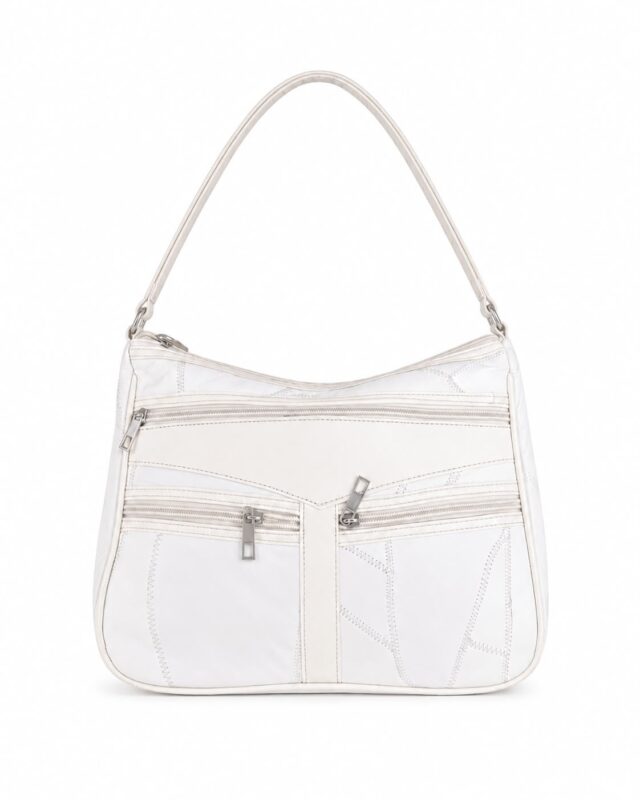 tolo ladies faux leather multi zip shoulder bag with adjustable strap