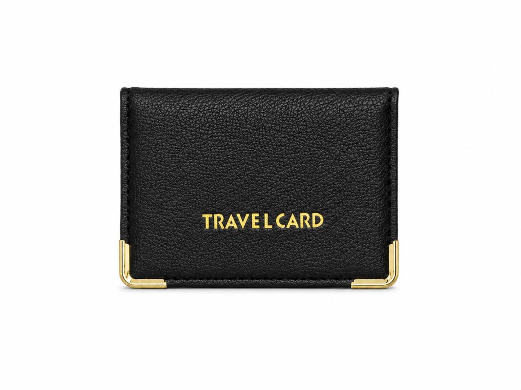 tolo travel card holder with gold corner detail