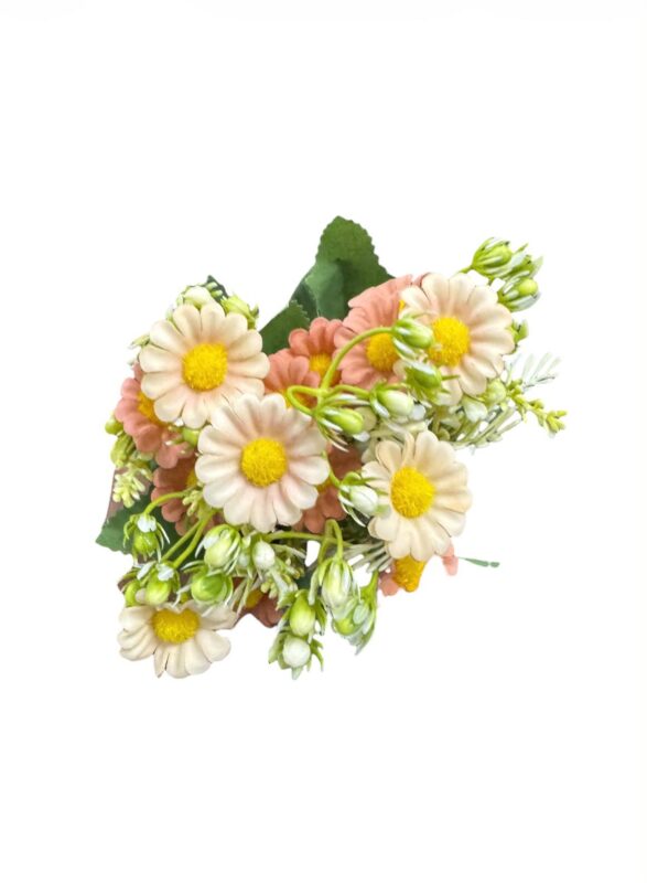 artificial green & white filler flower bush td 4105