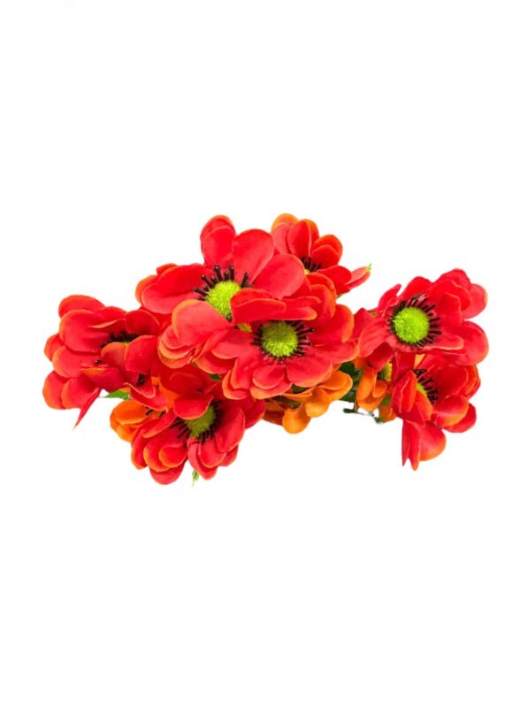 artificial red & orange poppy spray td 4628